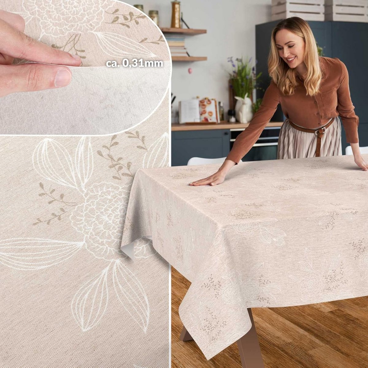 Waterafstotend Tafelkleed Katoen Polyester Rechthoekig 200x140 cm Wasbaar