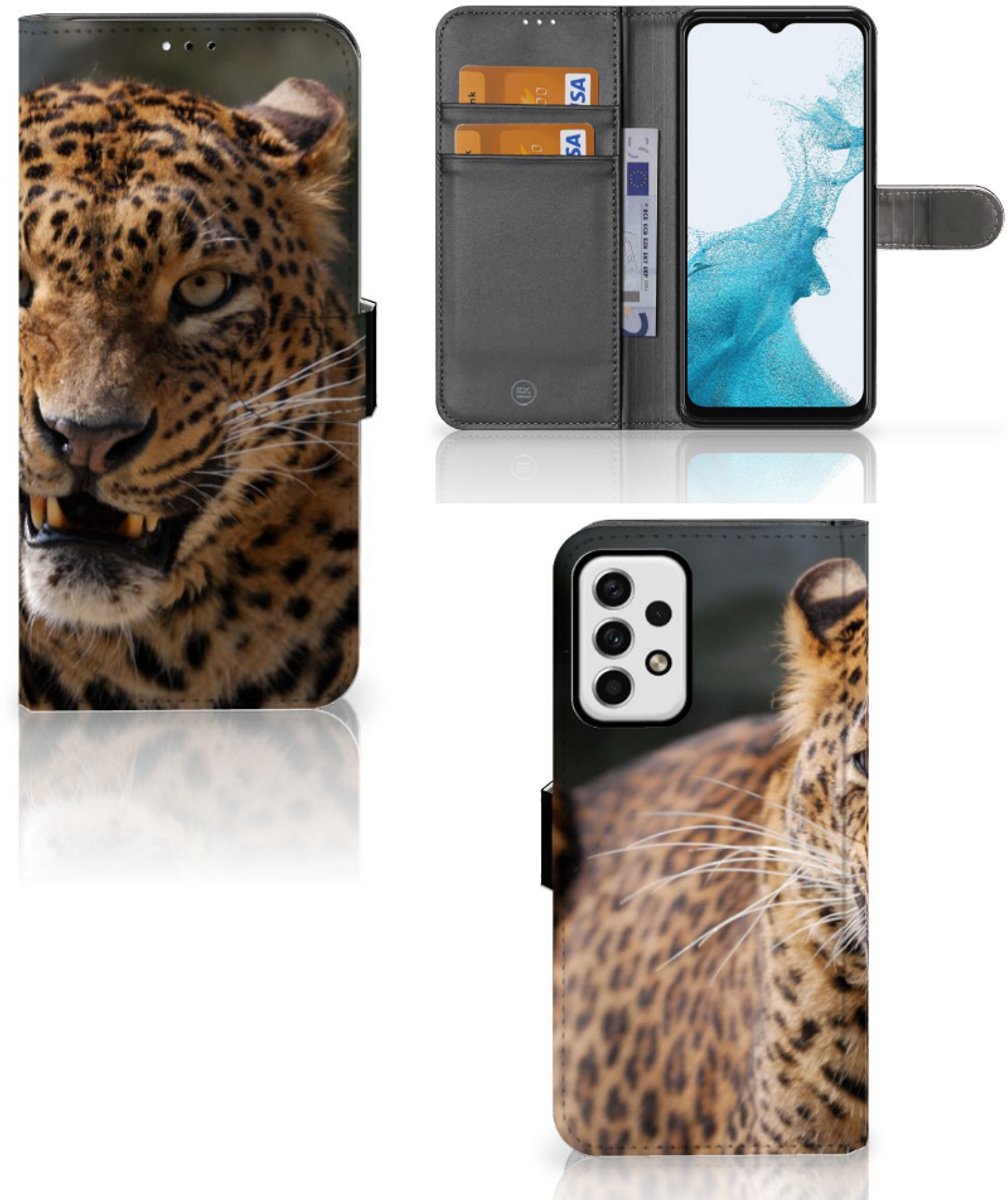 Samsung Galaxy A23 Telefoonhoesje met Pasjes Luipaard