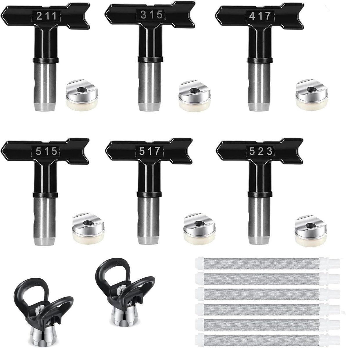Omkeerbare airless spuittips set voor verfspuitsystemen - 6 stuks, slijtvaste accesoires