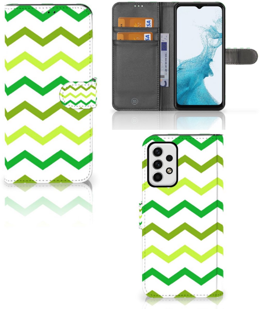 Samsung Galaxy A23 Telefoon Hoesje Zigzag Groen