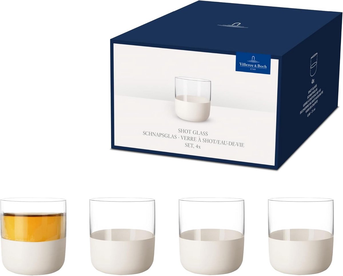 Set van 4 borrelglazen met matte witte afwerking - 40 ml