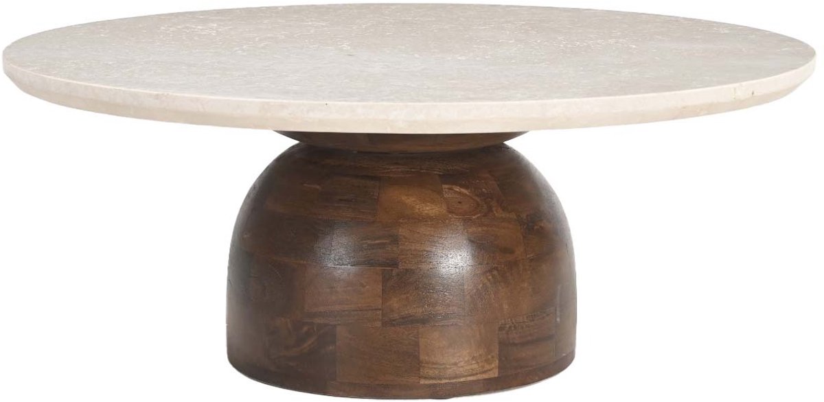 DÉJA Living Salontafel Miro - Rond Donkerbruin Marmer - 90x90x35cm