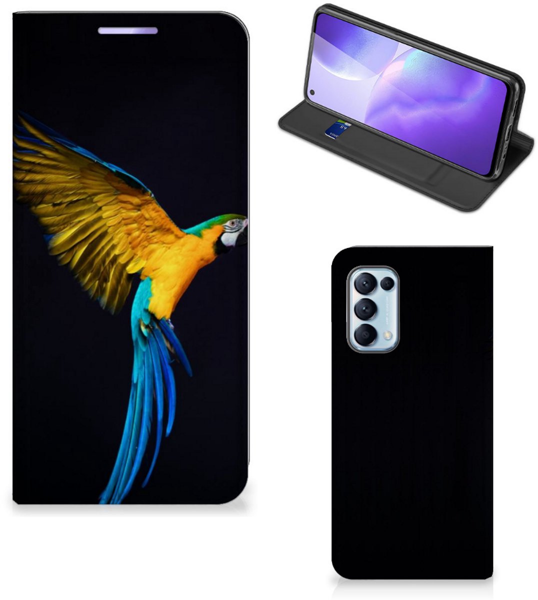 Book Case voor OPPO Find X3 Lite Hoesje maken Papegaai