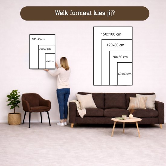 Majestueuze tijger in de natuur - Tijger canvaskunst - Wandkunst dieren - Realistische kunst - Decoratieve kunst - Kunst aan de muur - canvas 100x150 cm