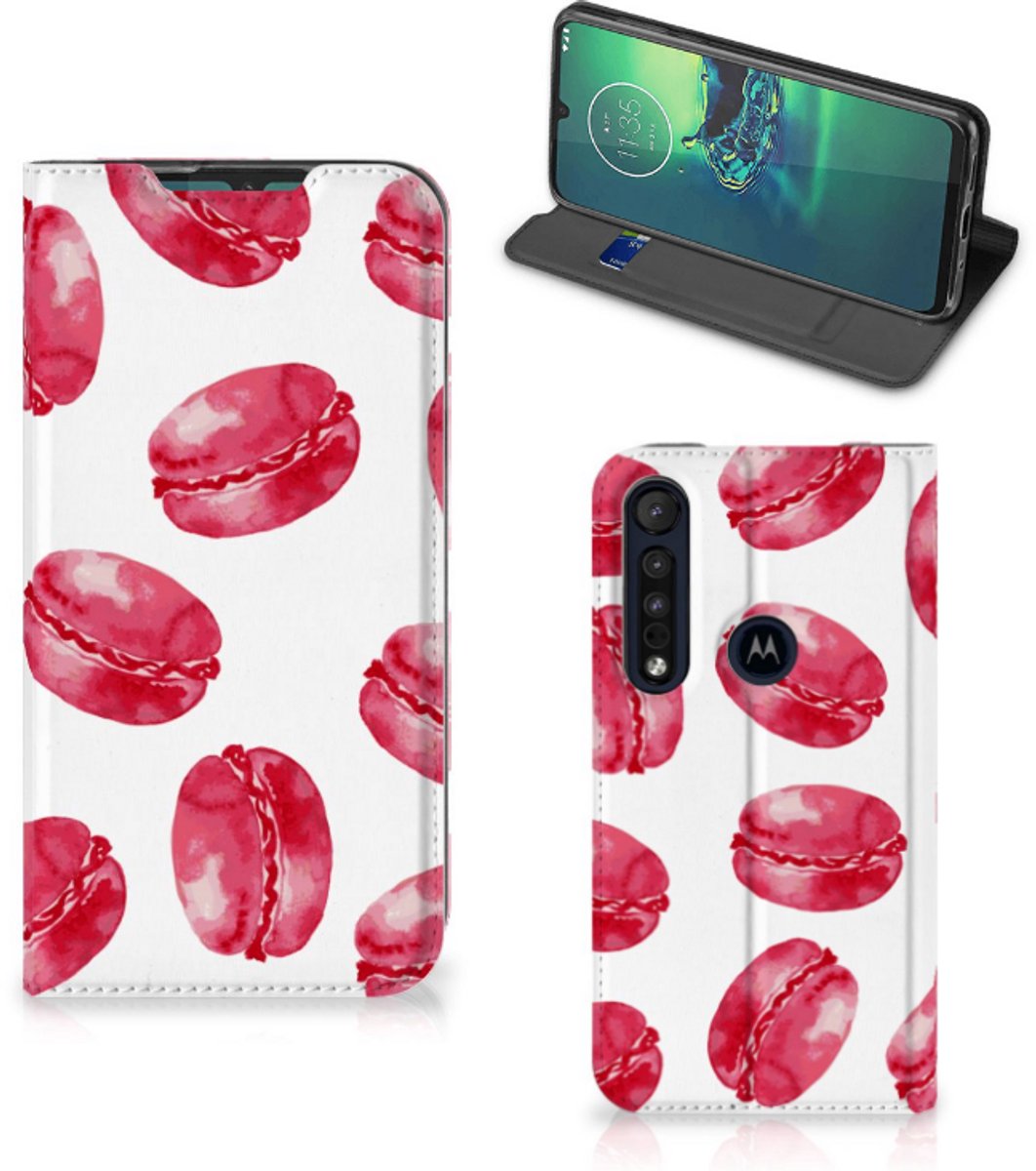 Motorola G8 Plus Flip Style Cover Pink Macarons