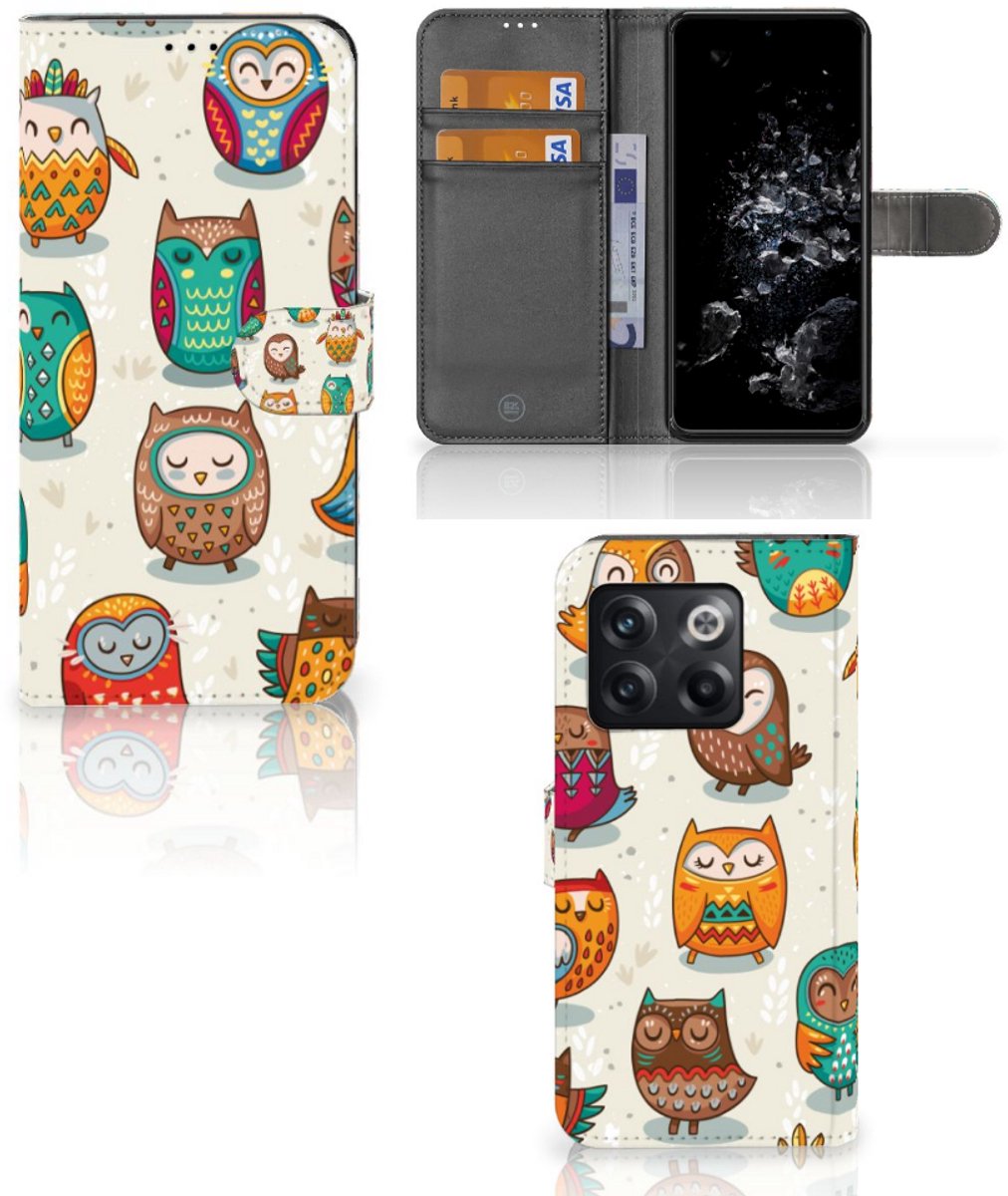 OnePlus 10T Telefoonhoesje met Pasjes Vrolijke Uilen