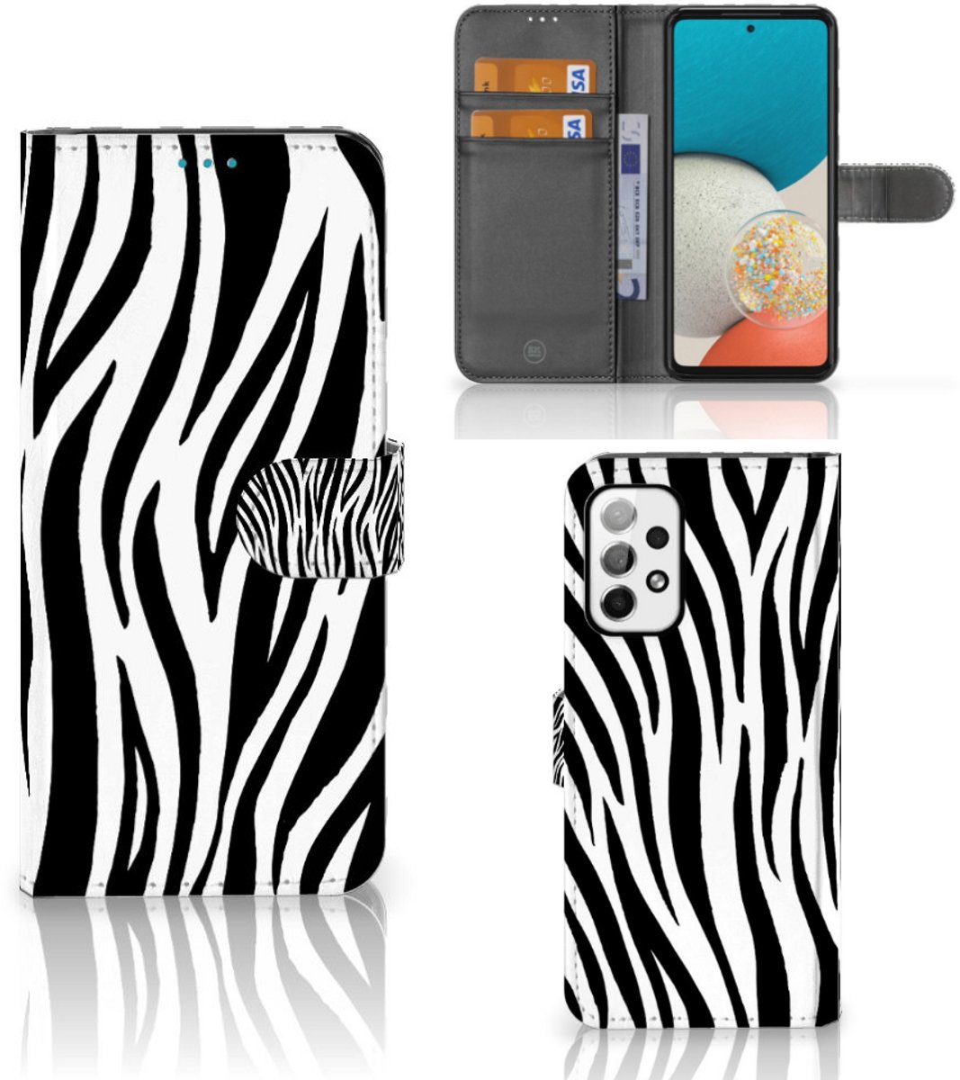 Samsung Galaxy A73 5G Telefoonhoesje met Pasjes Zebra