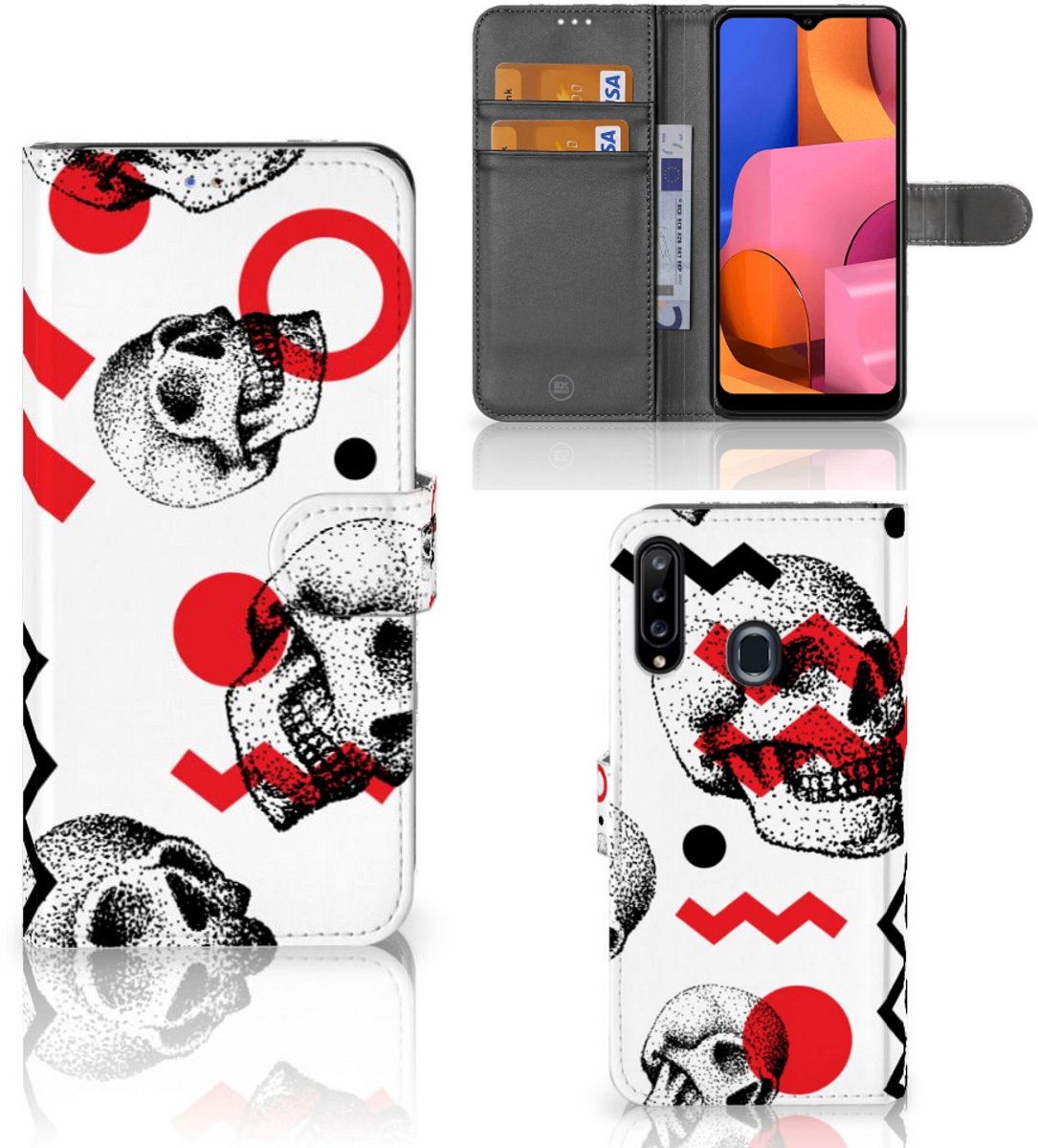 Telefoonhoesje met Naam Samsung Galaxy A20s Skull Red