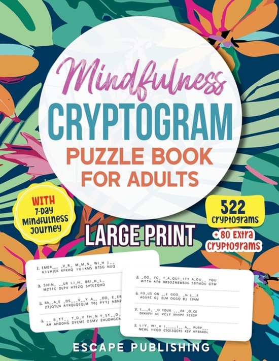Mindfulness Puzzle- Mindfulness Cryptogram Puzzle Book for Adults