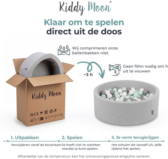 KiddyMoon Fluwelen Ballenbak voor baby Rond 90x30cm 200 ballen - Ballenbad Speelgoed - Bosgroen