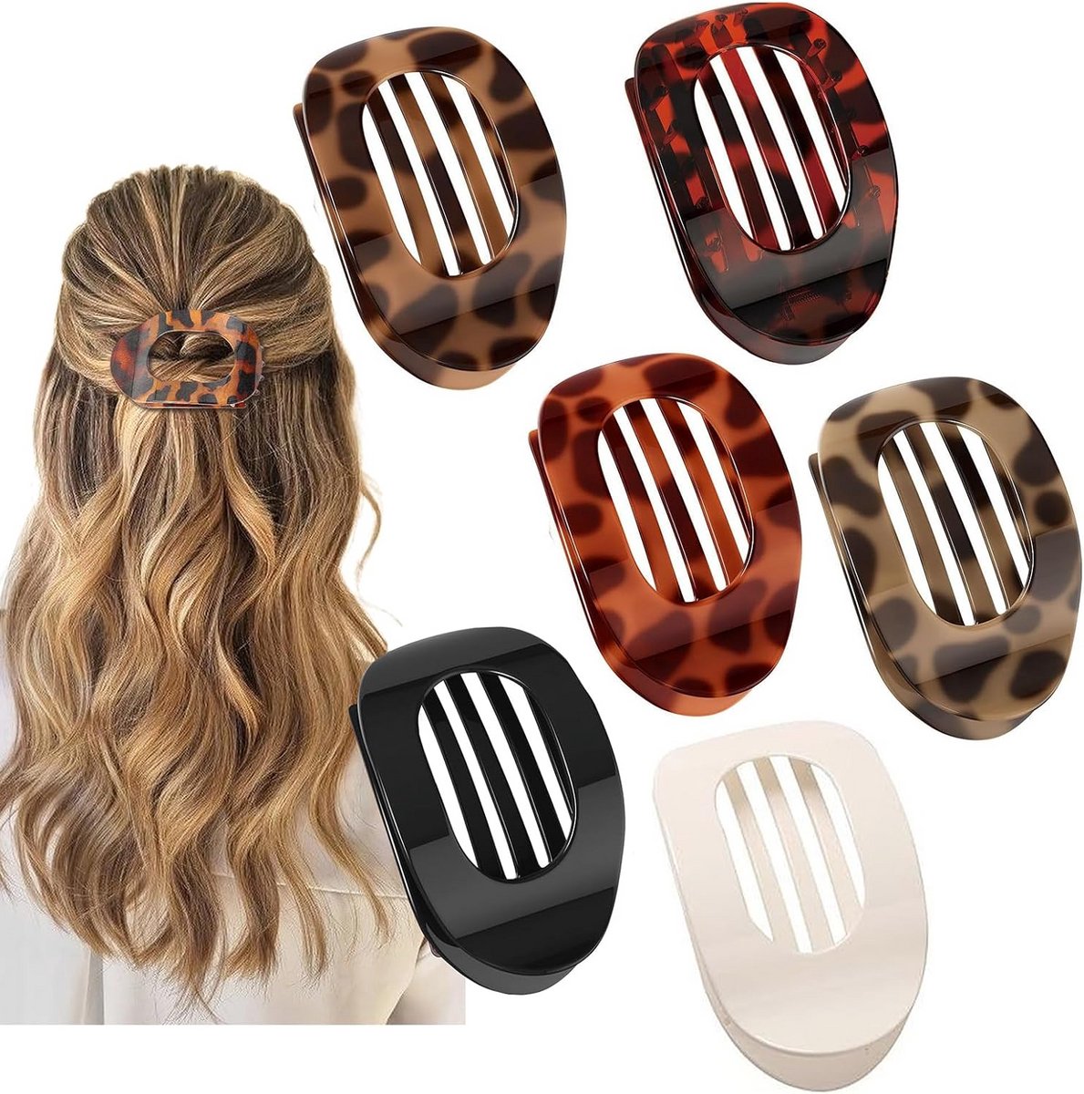 6 Matte Haarklauwclips voor Dames - Sterke Grip voor Dun en Dik Haar