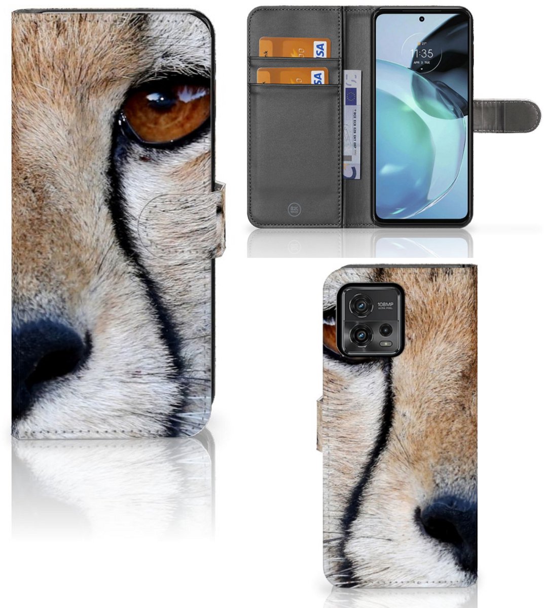 Motorola Moto G72 Telefoonhoesje met Pasjes Cheetah