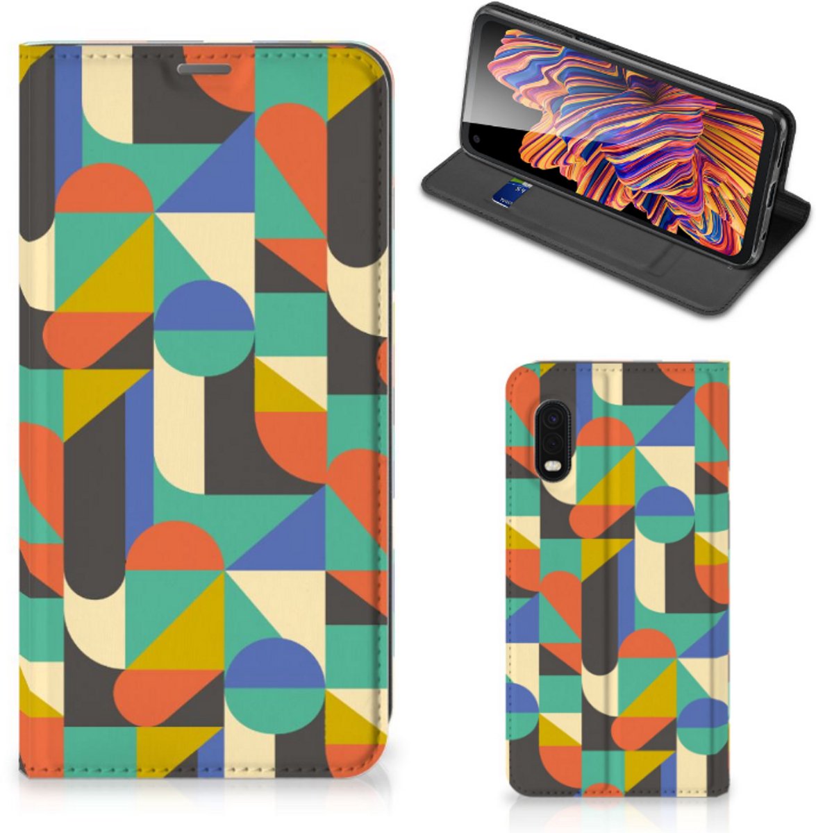 Samsung Xcover Pro Hoesje met Magneet Funky Retro