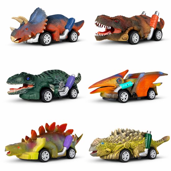 Voitures Jouets Dinosaurus 6 pièces - Avec fonction de Trek et de lancement - Set de voitures Dino - Dinosaurus - Jouets Garçons - Voitures Jouets Garçons - Jouets 3 ans - Jouets pour enfants - RS Goods