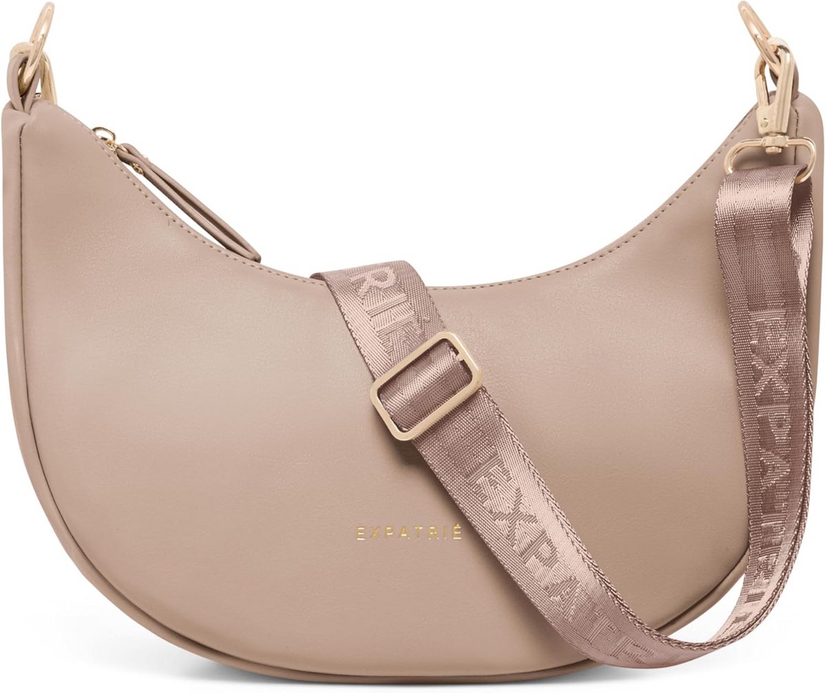 Dames Halve Maan Schoudertas van Veganistisch Leer - Waterafstotend Crossbody Bag