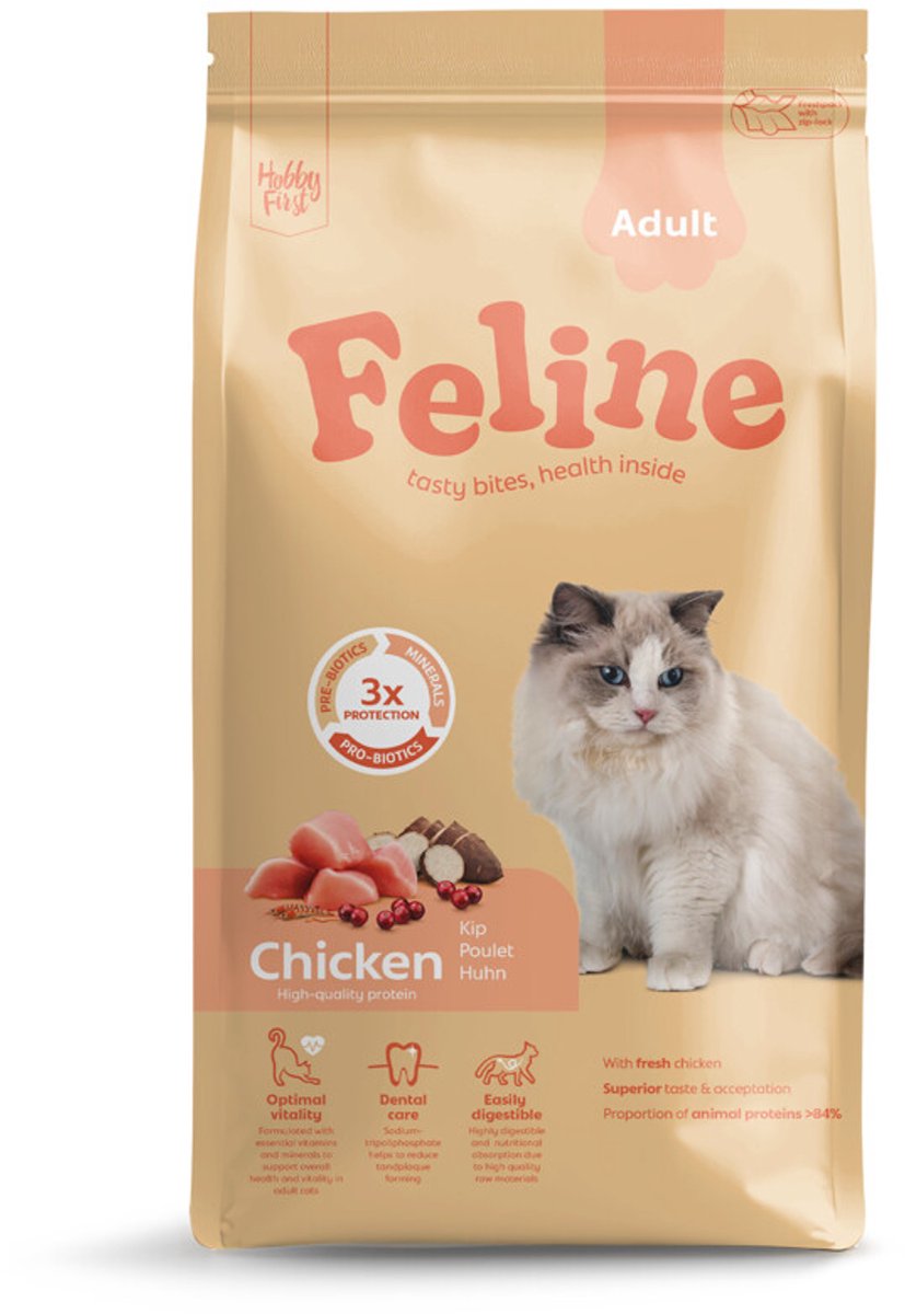 HobbyFirst Feline HobbyFirst Feline Kattenvoer Droog Adult Kip - 1,5 kg