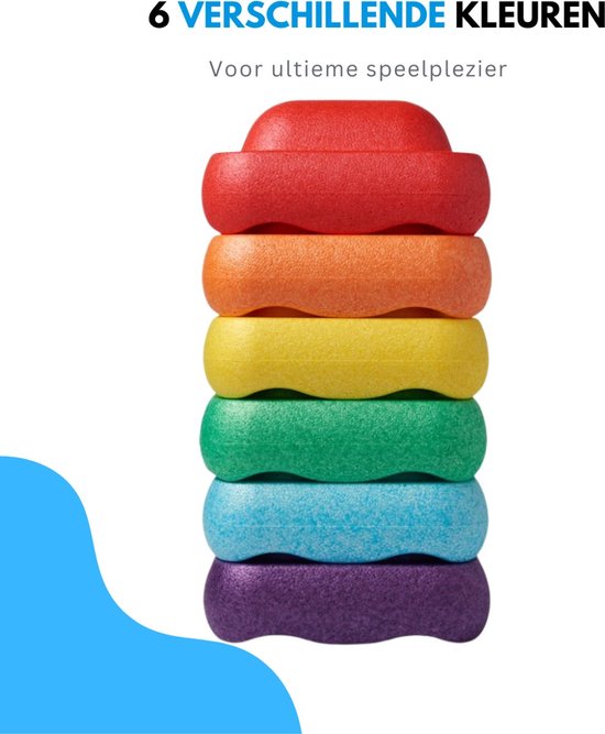 Livista Stapelstenen - Balanceerstenen - regenboog - 6 stuks - Balans speelgoed - Vierkant van Merkloos — afbeelding 3