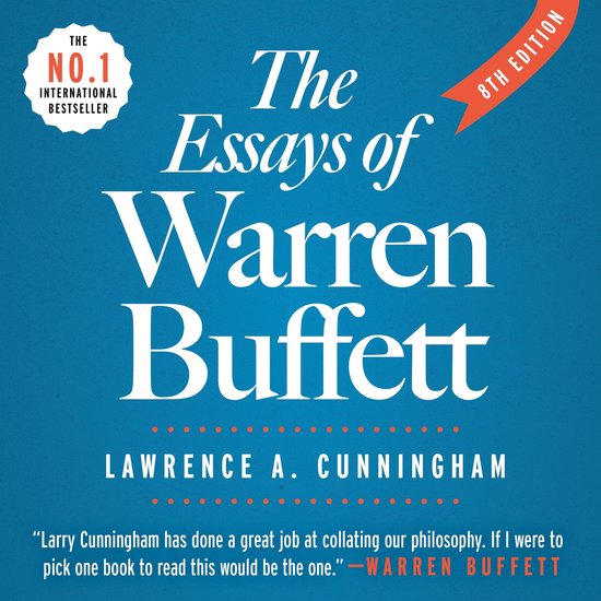 Boekomslag: The Essays of Warren Buffett - 8e editie, internationaal bestseller.