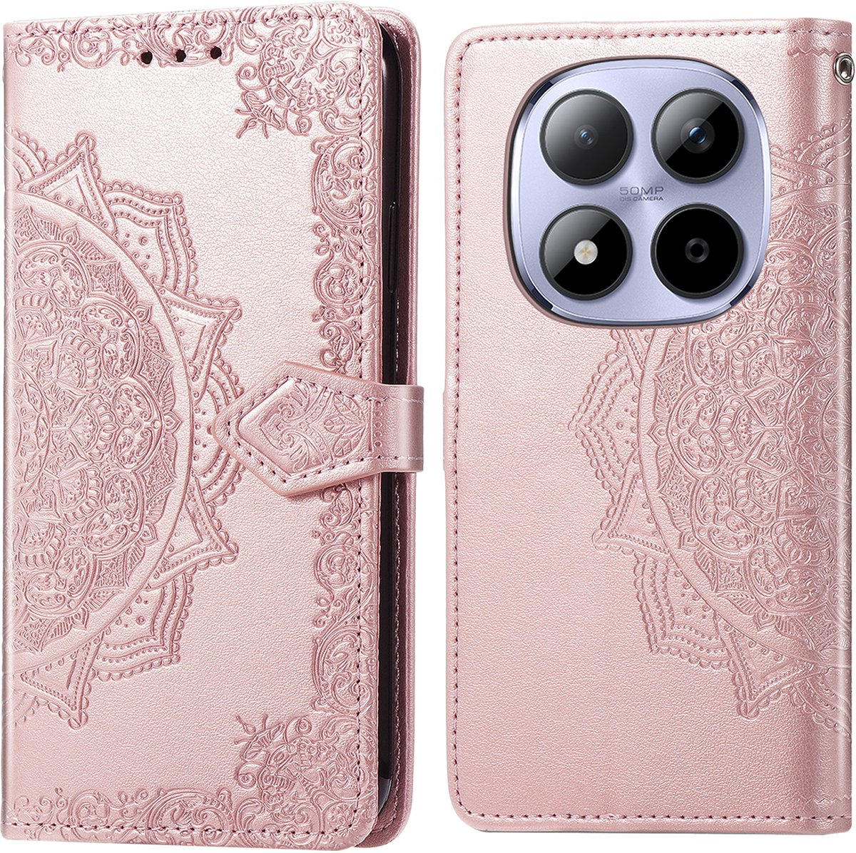 imoshion Hoesje - Geschikt voor Xiaomi Redmi Note 15 Pro (4G) - Mandala Bookcase - Rose Gold