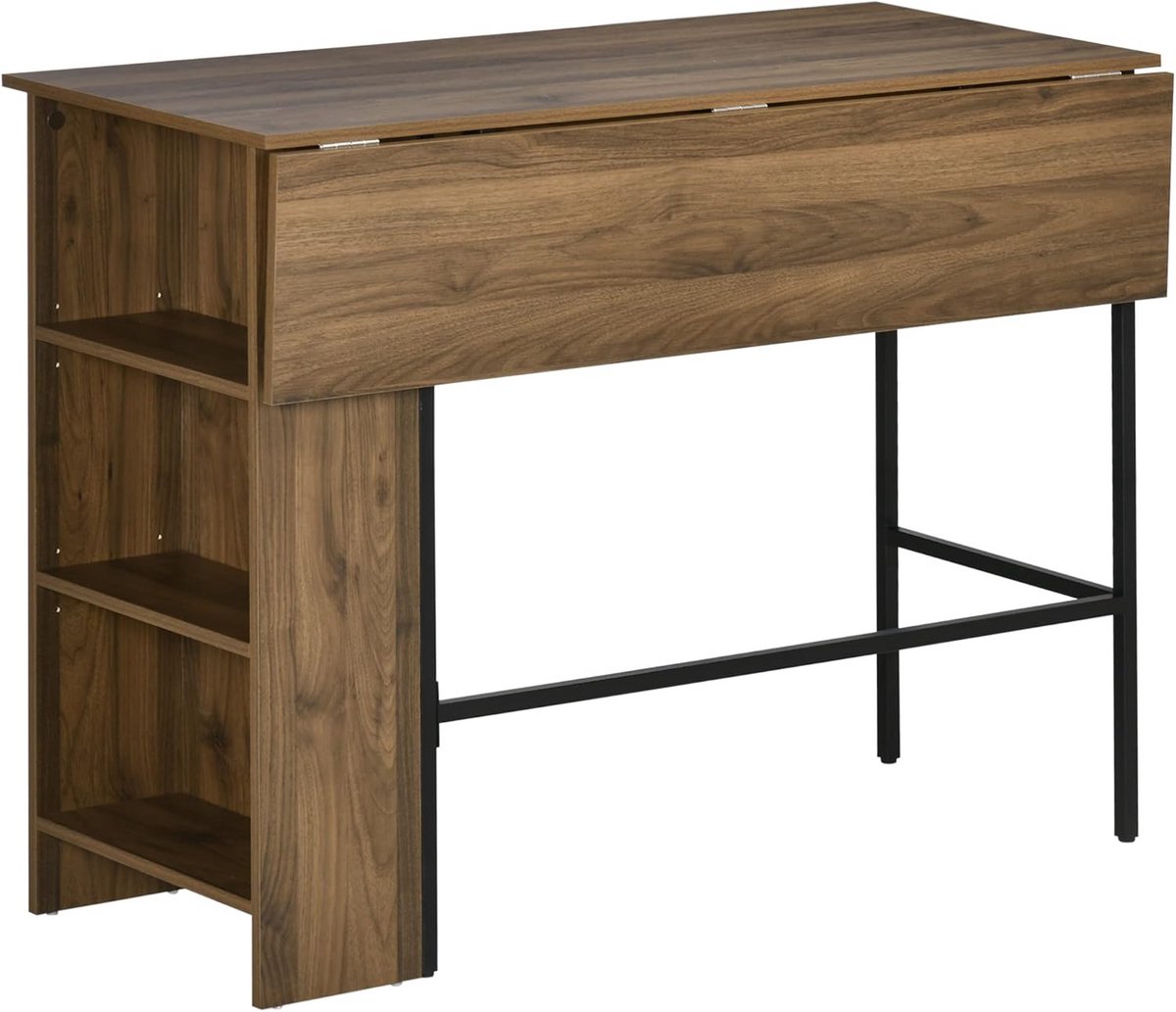 Multifunctionele Bartafel met Opbergmogelijkheden en Opklapbaar Zijblad
