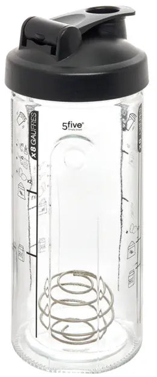 5Five Pannenkoeken Shaker - 800ml - Ø9xH23cm - Glas - Zwart
