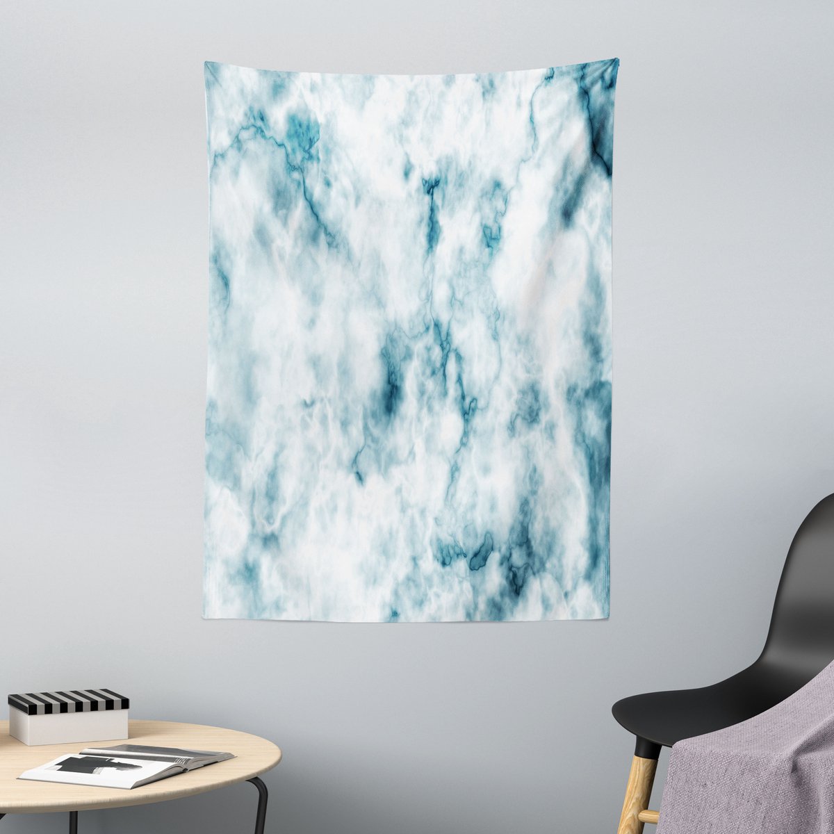 ABAKUHAUS Natuur Wandtapijt en Sprei, Grunge Marmer Effect, 110 x 150 cm, Turkoois