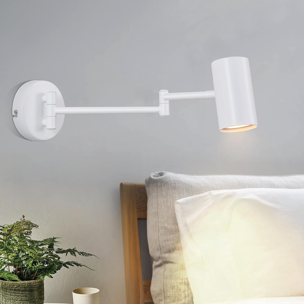 Moderne witte wandlamp GU10 voor slaapkamer en woonkamer - draaibaar en met lange arm