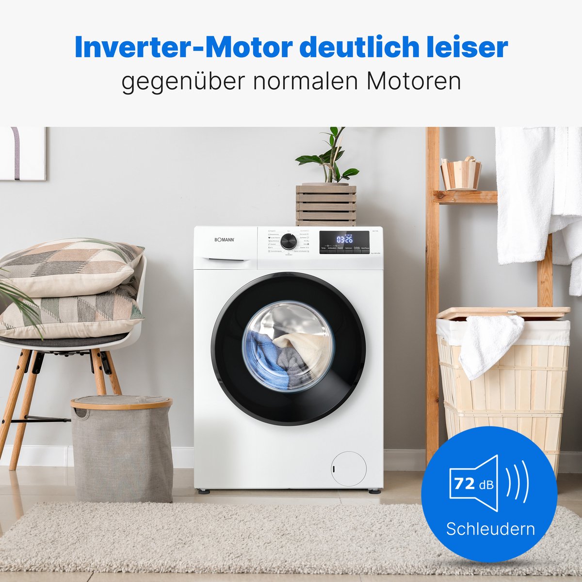 Bomann WA 7185 W wasmachine met 8 kg en stoomfunctie thumbnail 5