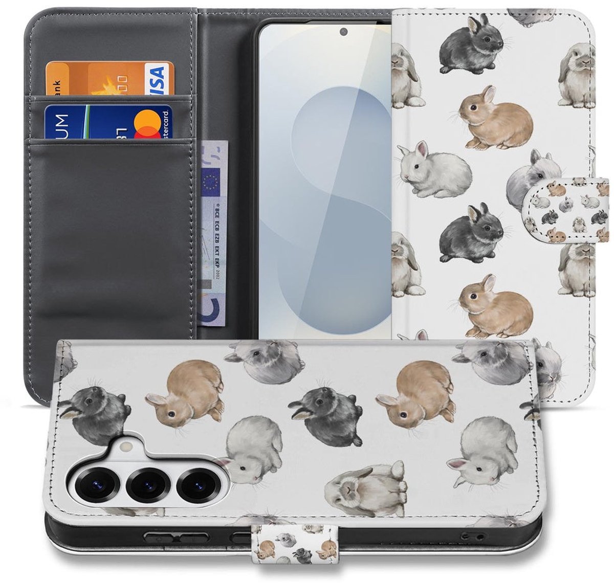 Telefoonhoesje Met Pasjes Samsung Galaxy S26 Plus Konijntjes