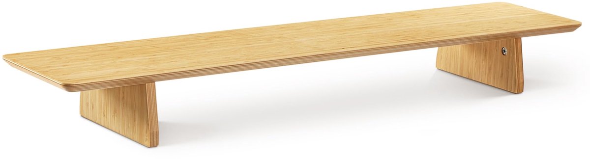 Dubbele Monitorstandaard - Verhoogde Bureau Hulpmiddel - Groot Model in Bruin Bamboo