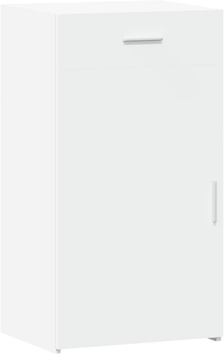 Witte Houten Sideboard 50x42.5x93cm met Gegraveerd Ontwerp - Opslagkast voor Woonkamer en Keuken