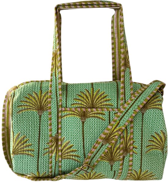 Weekendtas / Reistas Kantha Green Palmtree 49x33 cm