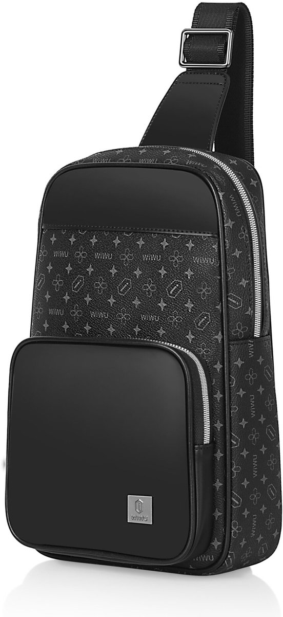 WiWU Crossbody Bag - Luxe Schoudertas met Vingerafdruk Slot - Waterdicht - Verstelbare Schouderband - Anti-diefstal Sling Bag voor Heren & Dames - Zwart