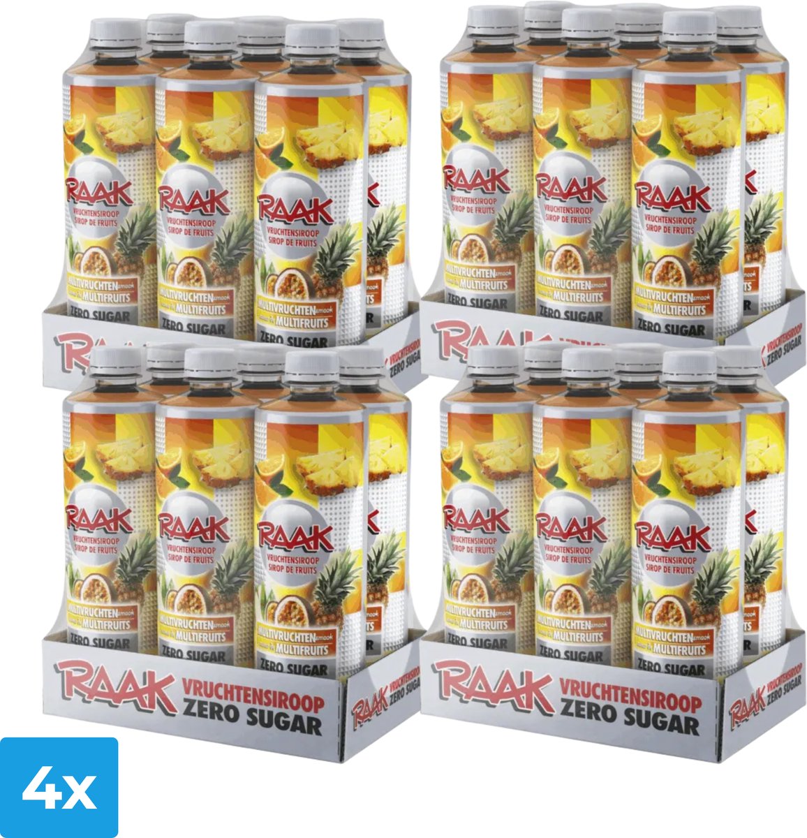 4x Raak Vruchtensiroop Multivruchten Zero (6x 750ml)