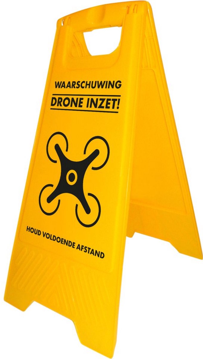 Drone Waarschuwingsbord geel (A-bord) (Drone bord) NL