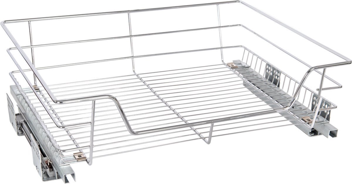 Basic Keukenkast Schuiflade - 60 cm - RVS - draadmand met Ondergeleider en Soft Closing