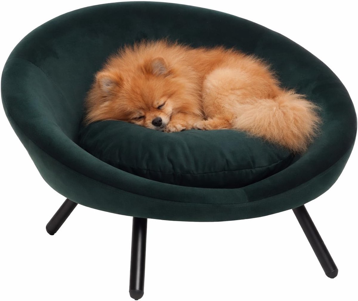 Hondenbed – Sofa hond – Sofa kat – Flamingo Dolco Rond Groen – 54 x 50 x 40 cm – metalen pootjes – uitneembaar kussen