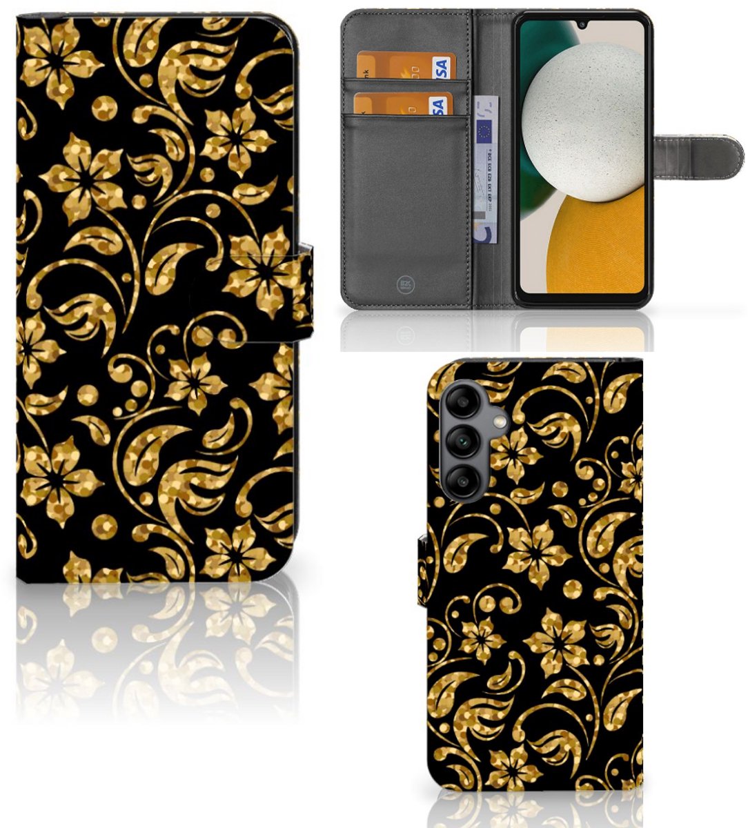 Samsung Galaxy A34 Hoesje Gouden Bloemen
