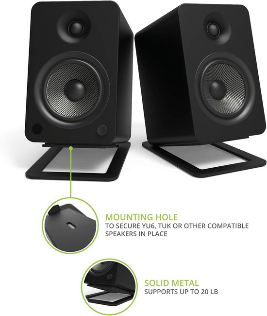 Desktop Speaker Stands for Large Speakers - Set of 2 (Black) - Kanto S6 speaker stands for table monitor van Kanto — afbeelding 5