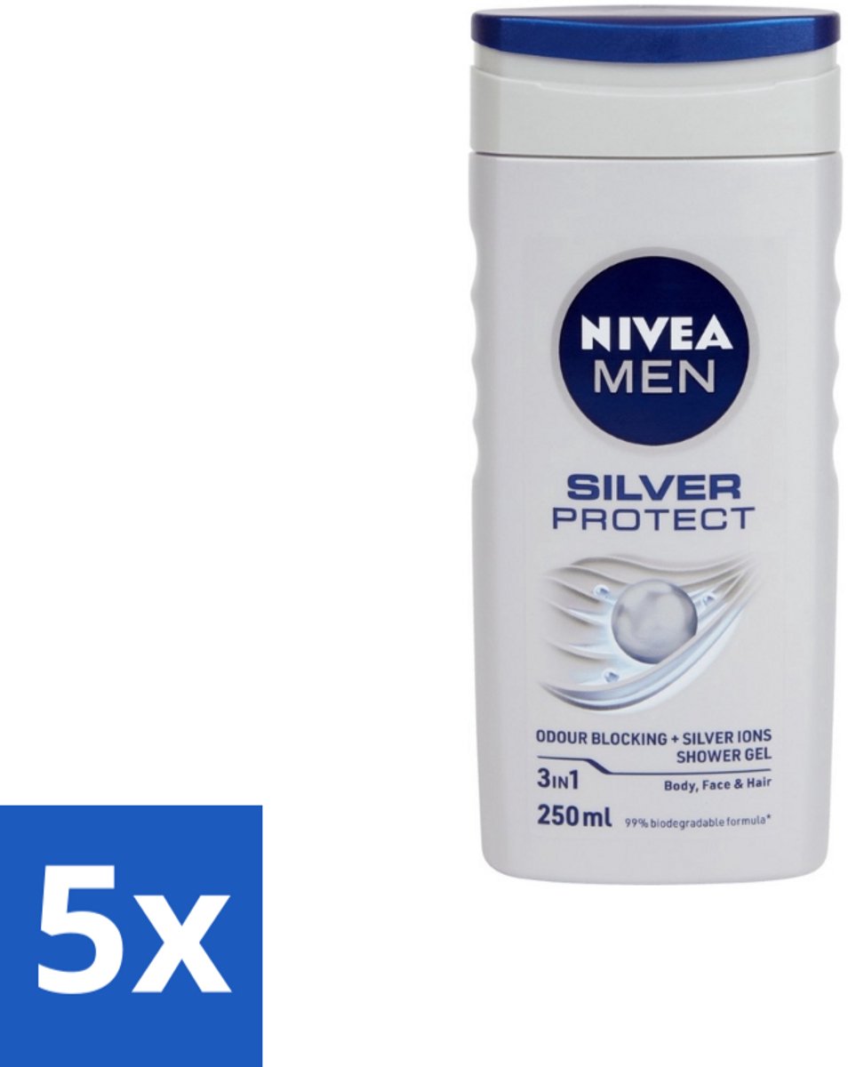 Nivea Men – Douchegel – Silver Protect – 250 ml - Bulkverpakking - 5 stuks