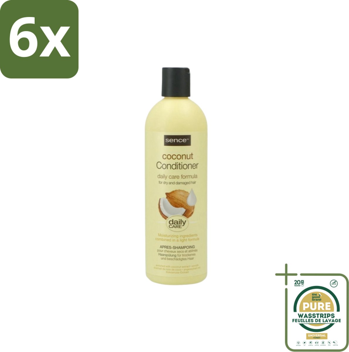 Sence – Conditioner – Coconut – 400 ml - Voordeelverpakking - 6 stuks - Voedend haar - Haar herstel