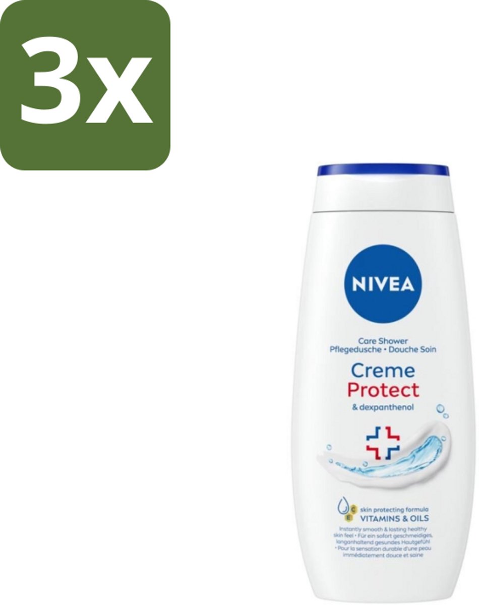 3 x Nivea – Douchecrème – Protect – 250 ml - Douchecrème - Huidverzorging - Huidbescherming - Vitamine C - Vitamine E