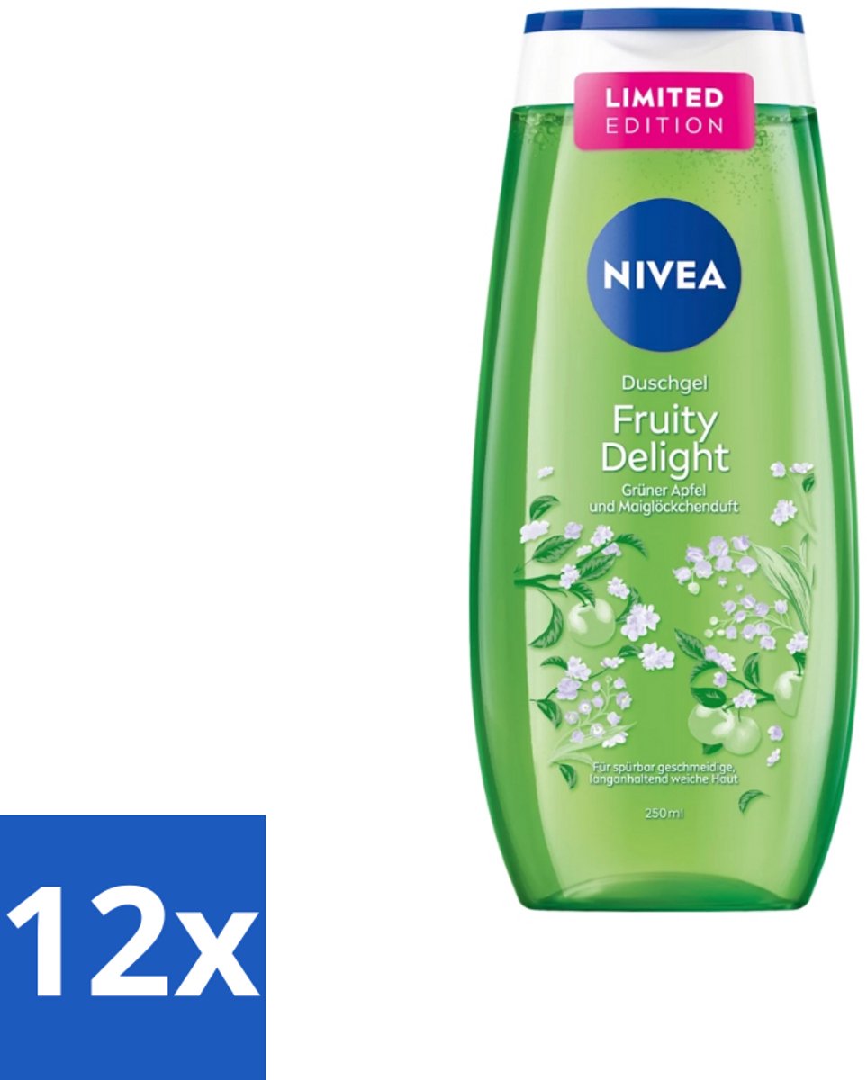 Nivea – Douchegel – Fruity Delight – 250 ml - Voordeelverpakking - 12 stuks
