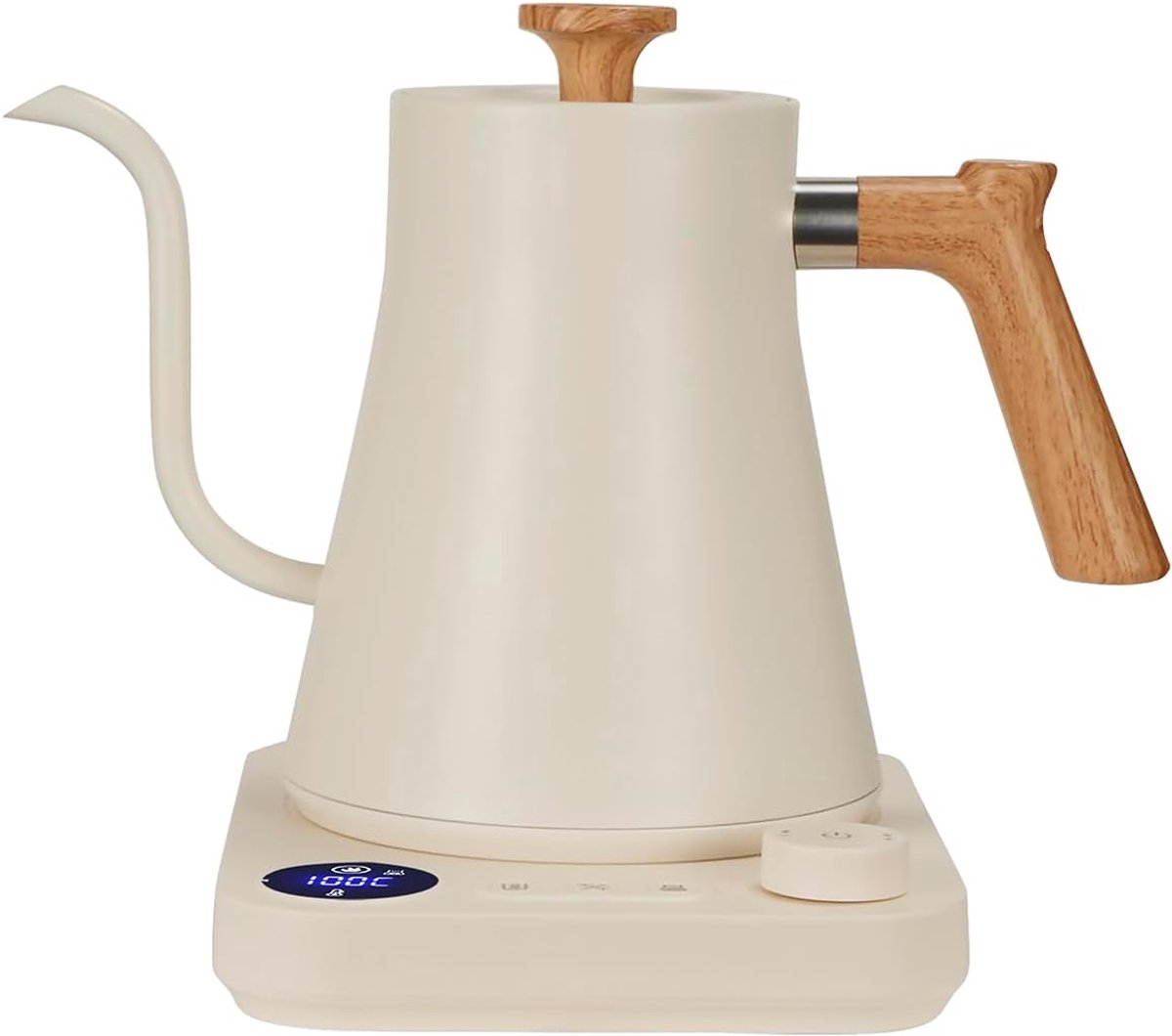Kraannekkelektrische Waterkoker - 0.9L - ±1°C Temperatuurregeling - Elektrische thee maker - Automatische Uitschakeling - Beveiliging tegen Droogkoken - Thee maker - Ultra Stil - 304 Roestvrijstaal - Voor Koffie En Thee - Wit