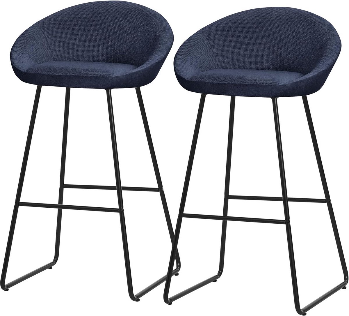 Set van 2 Stof Barkrukken Donkerblauw 75 cm Comfortabele Barstoelen met Voetsteun