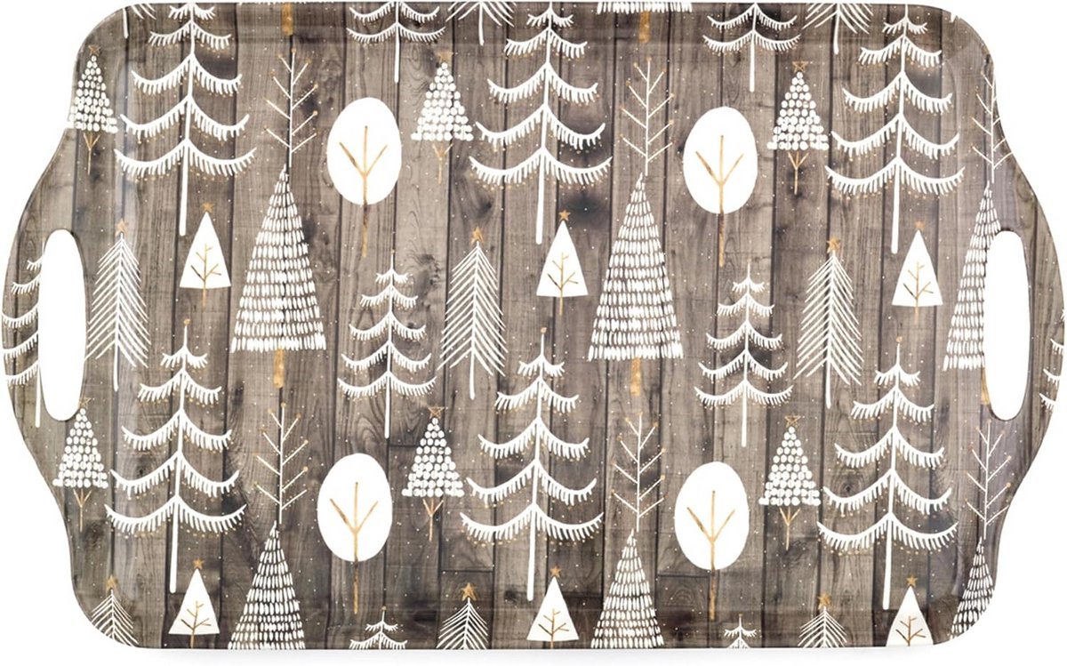 Grote Witte Houten Kerst Serveerplank met Handvatten - Melamine