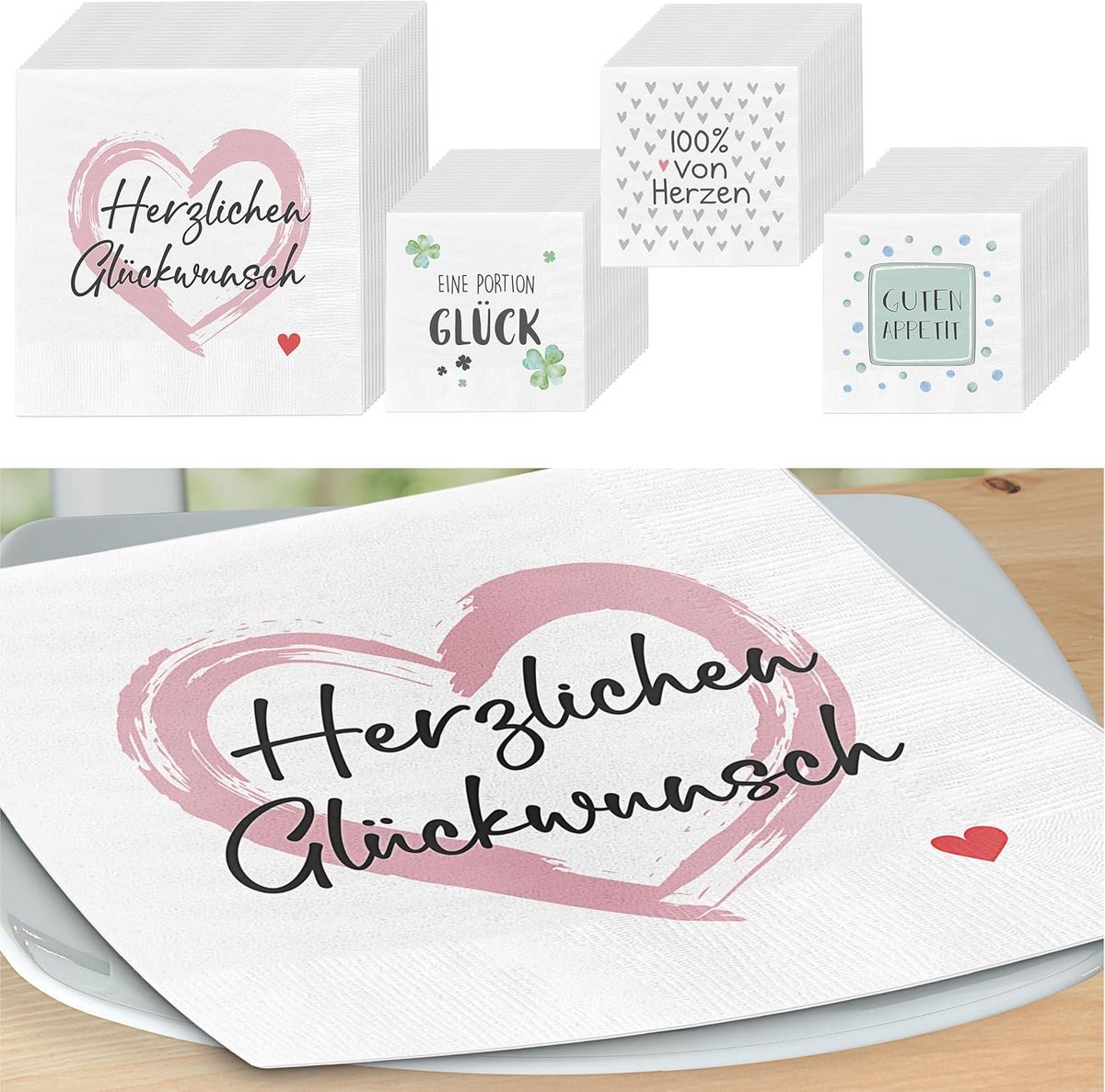 Set van 80 Papieren Servetten met Spreuken - 33x33cm 3-laags Tafeldecoratie