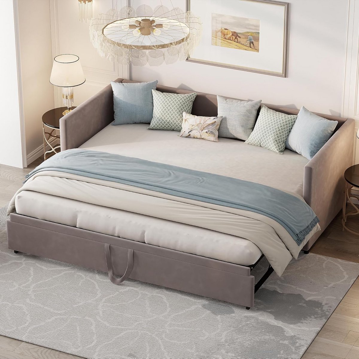 Uitschuifbare Slaapbank 90x200 cm - Dagbed en Klapbank met Lattenbodem voor Woonkamer of Kinderkamer