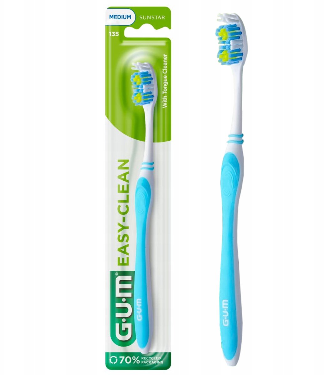 GUM EASY-CLEAN – Handtandenborstel – Medium Borstelharen – Met Tongreiniger