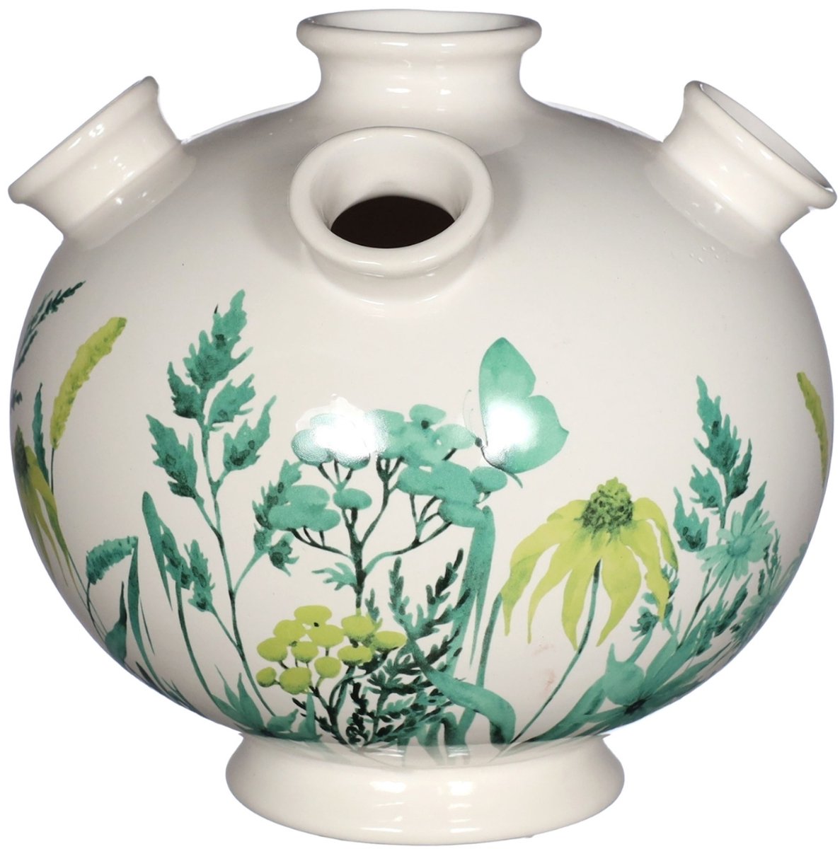 Daan-Kromhout Tulpenvaas - vaas - Doodle - groen - wit - H 18 cm - Ø 18 cm wit - groen